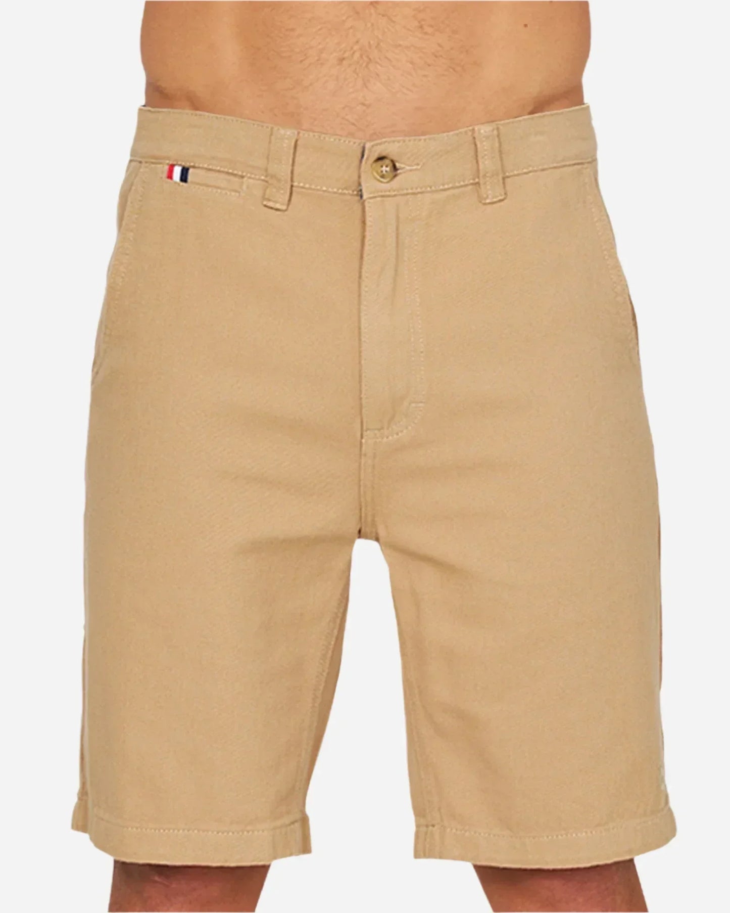 A close up view of the Okanui Dockside Walk Short in Sand