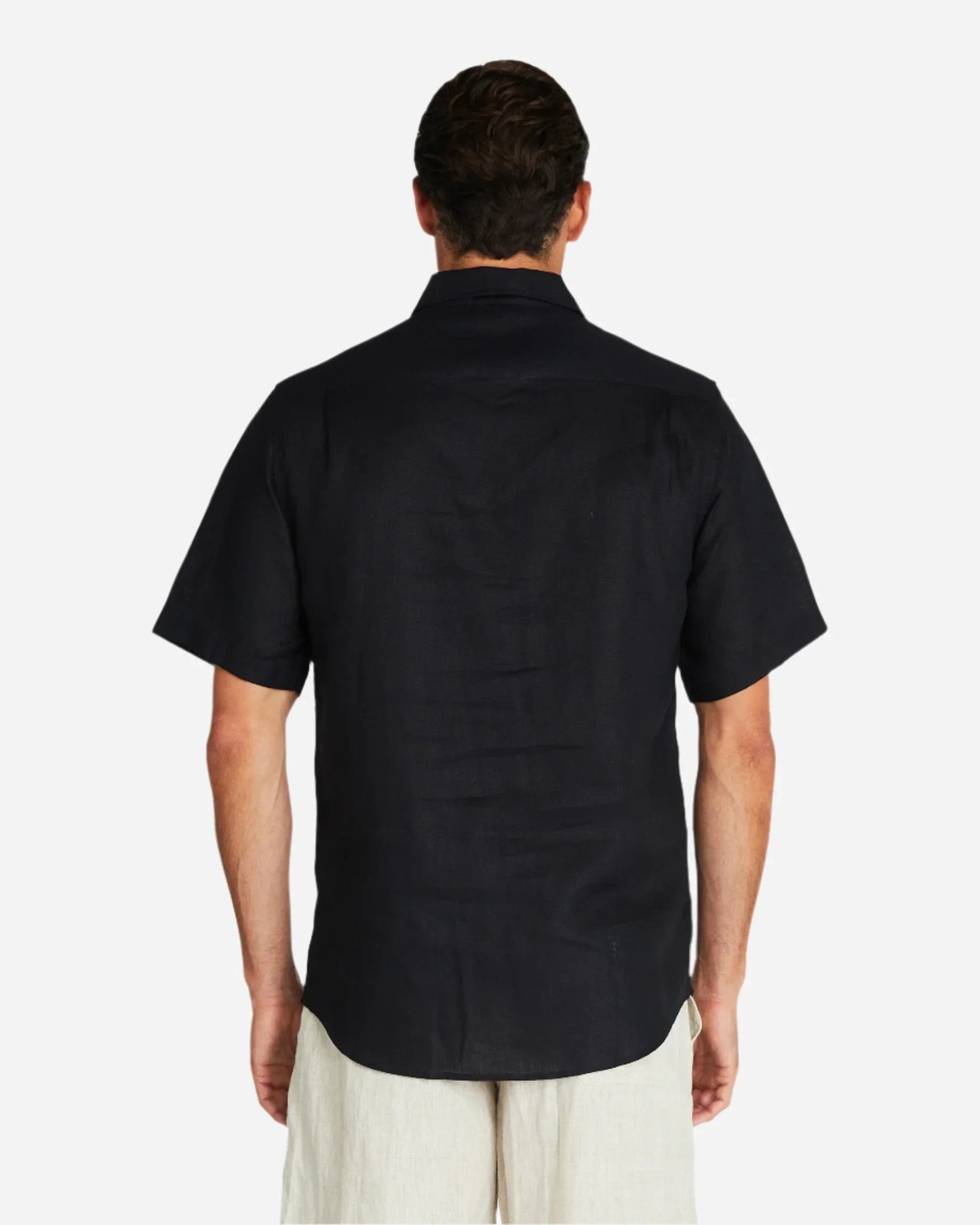 Mens - Linen Shirt - S/S - Black