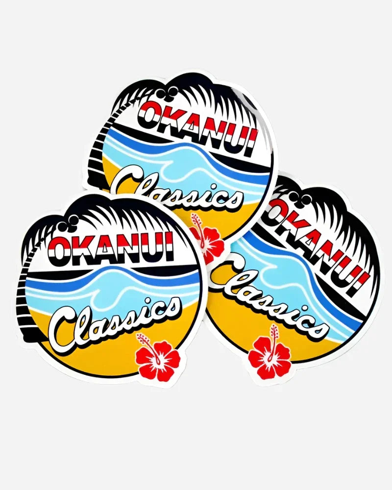 3 pieces of Okanui die cut stickers