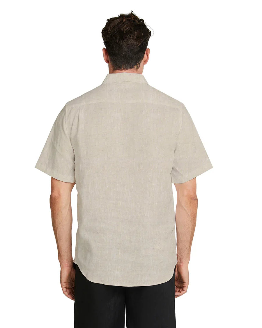 Mens - Linen Shirt - S/S - Natural