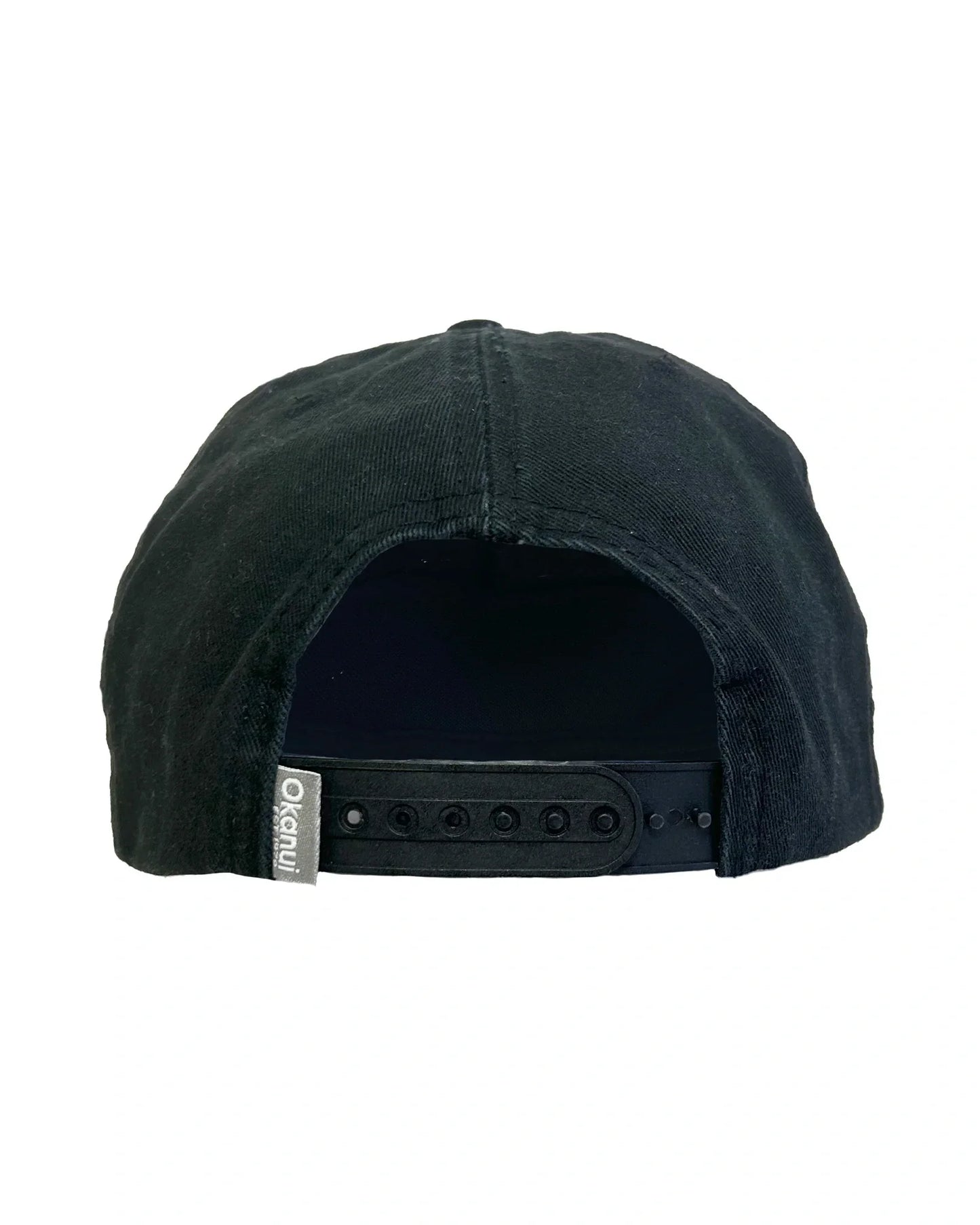 Back view of Okanui Rising Sun Adult snapback trucker cap in Black