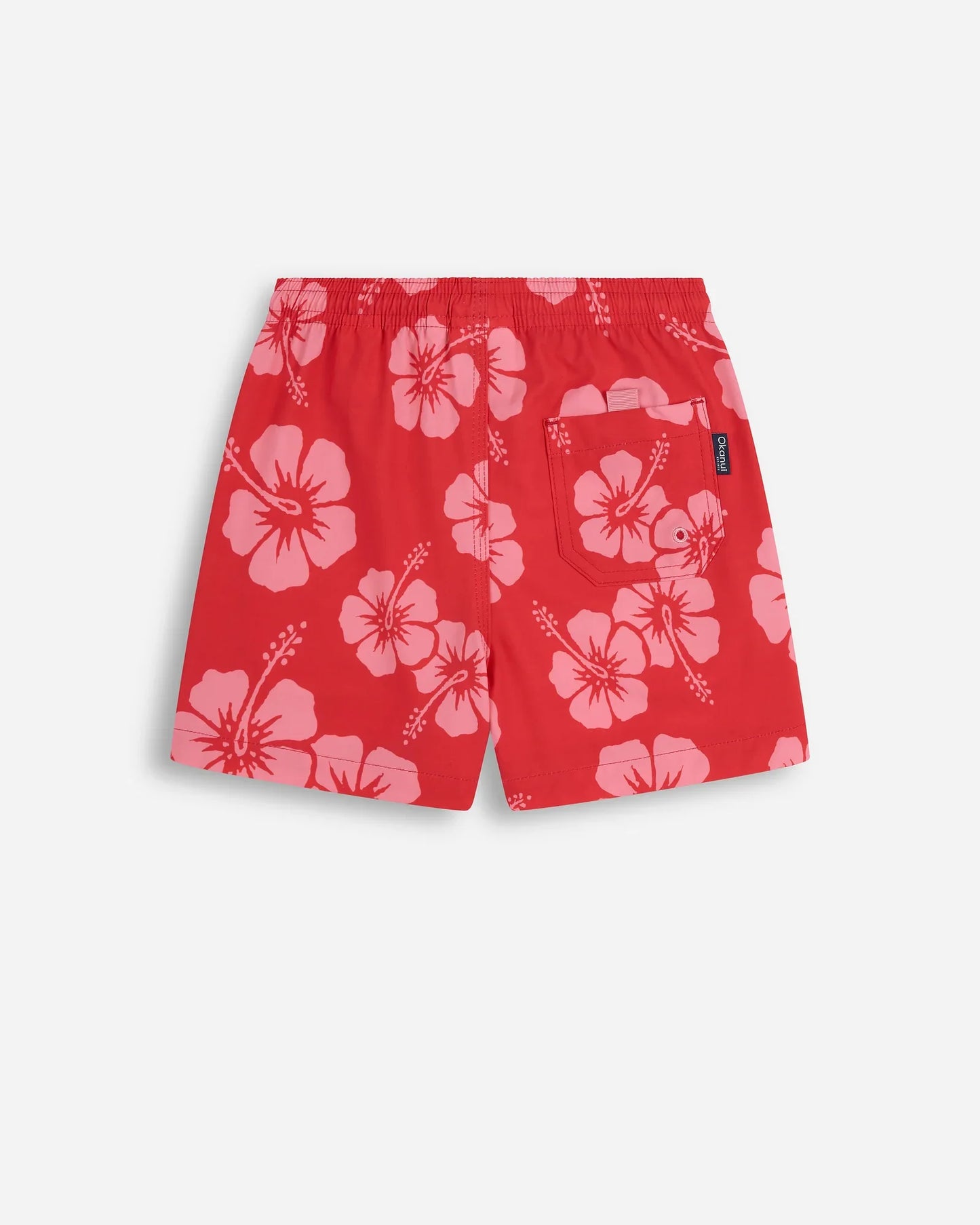 Boys Classic Swim Short - Hibiscus Duo Rose Red