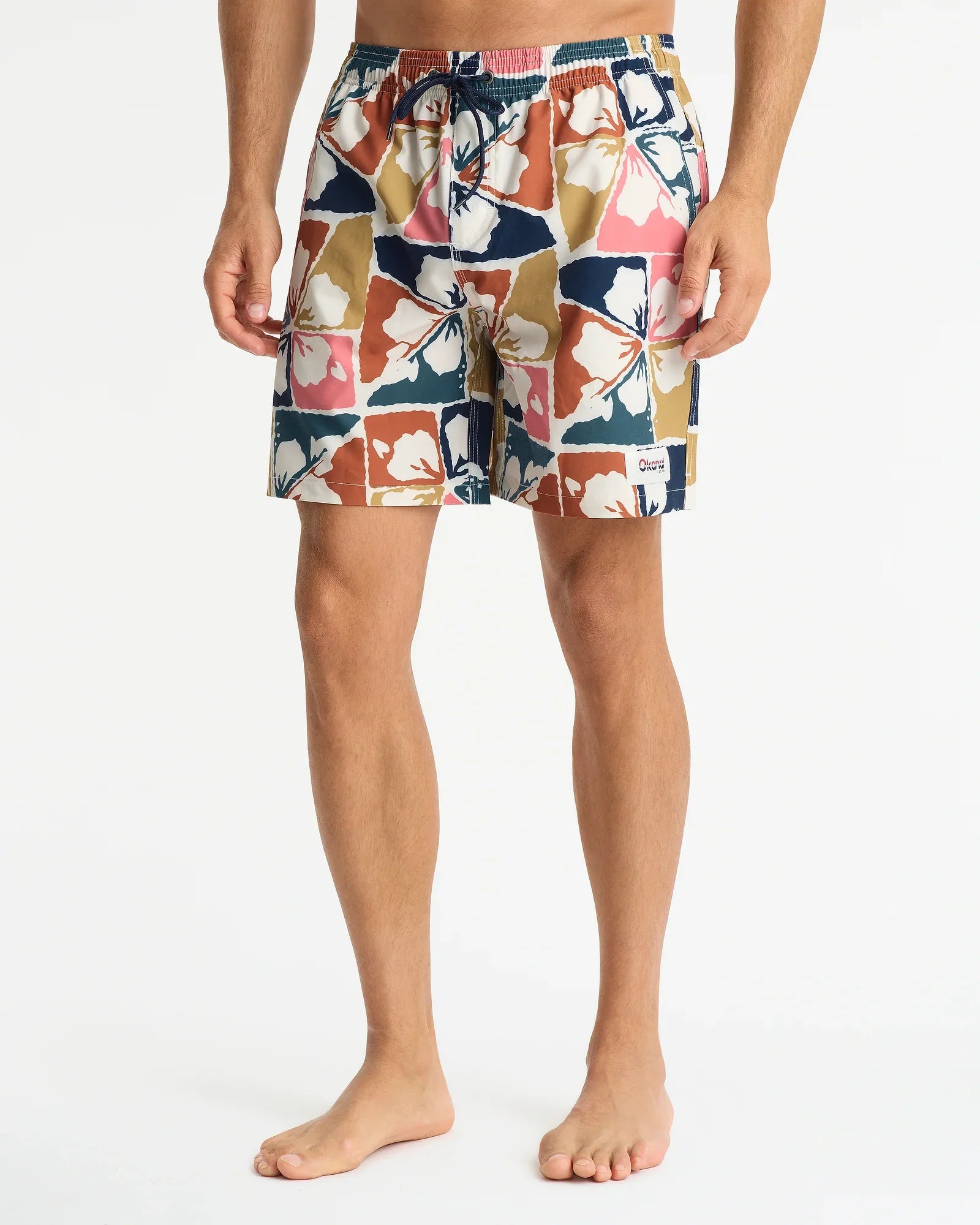 Okanui Men's Pursuit Stretch Swim Shorts Stone Multi Quick Dry