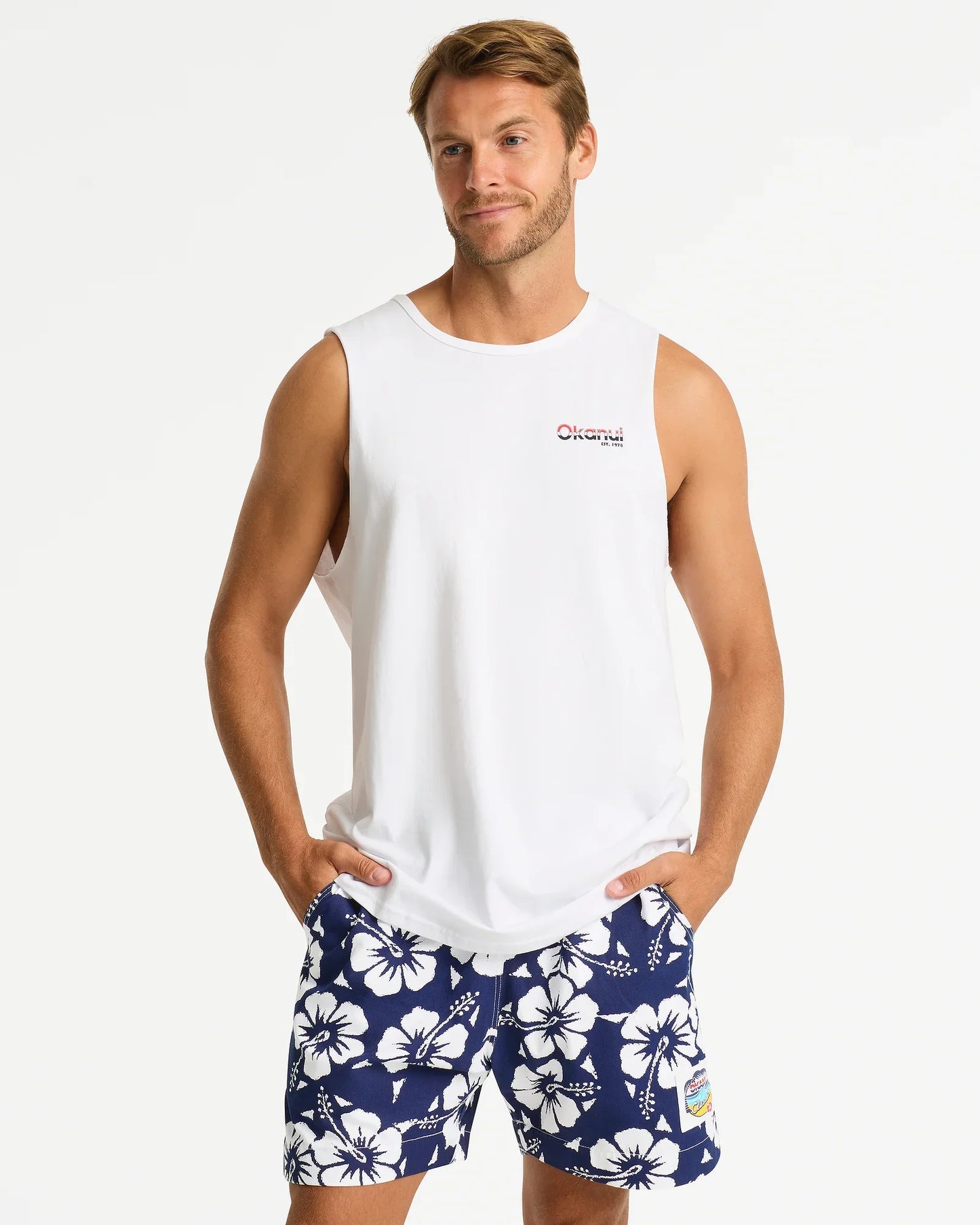 Mens Classic Badge Tank - White