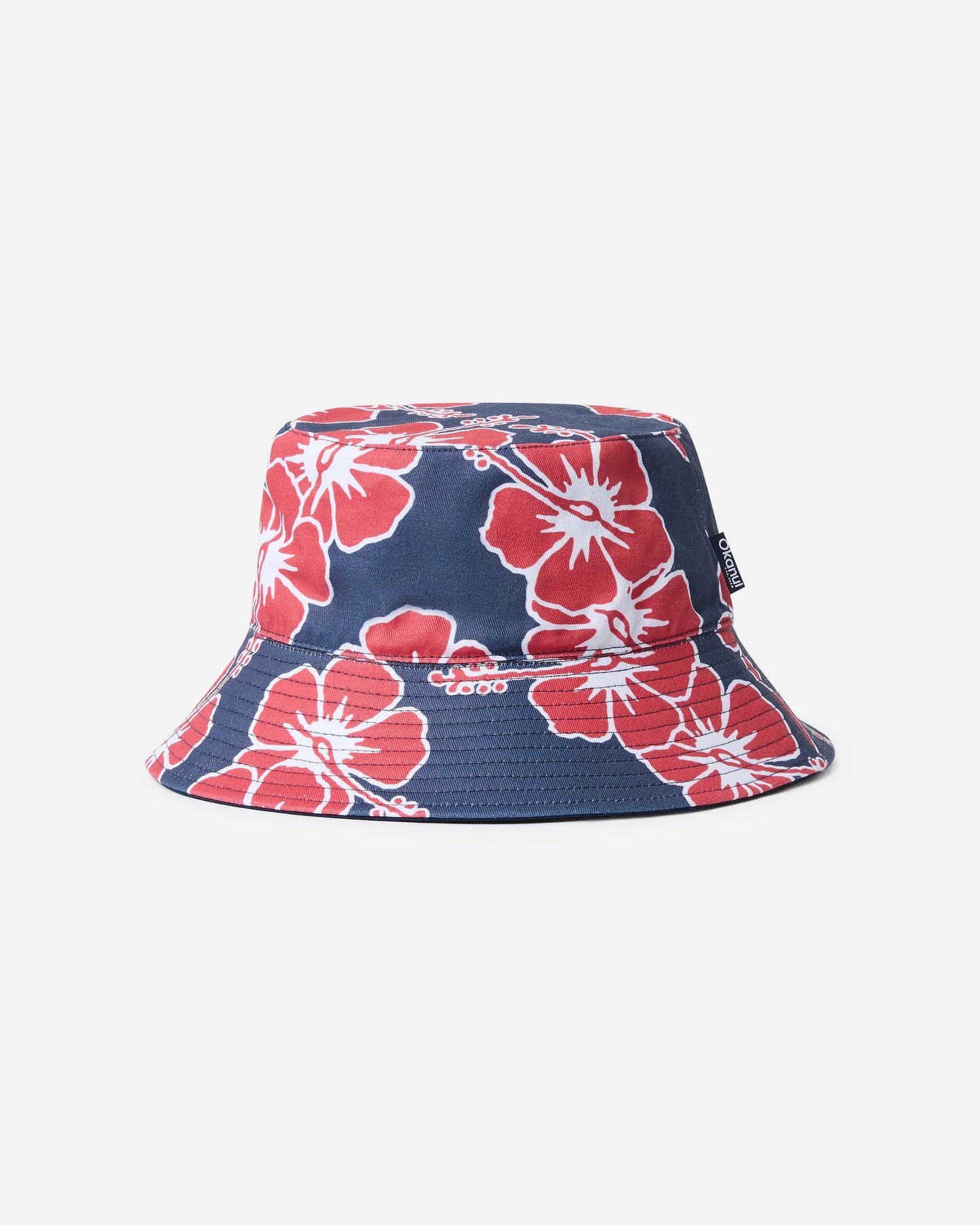 Hibiscus Tri Colour Bucket Hat - Navy Red White