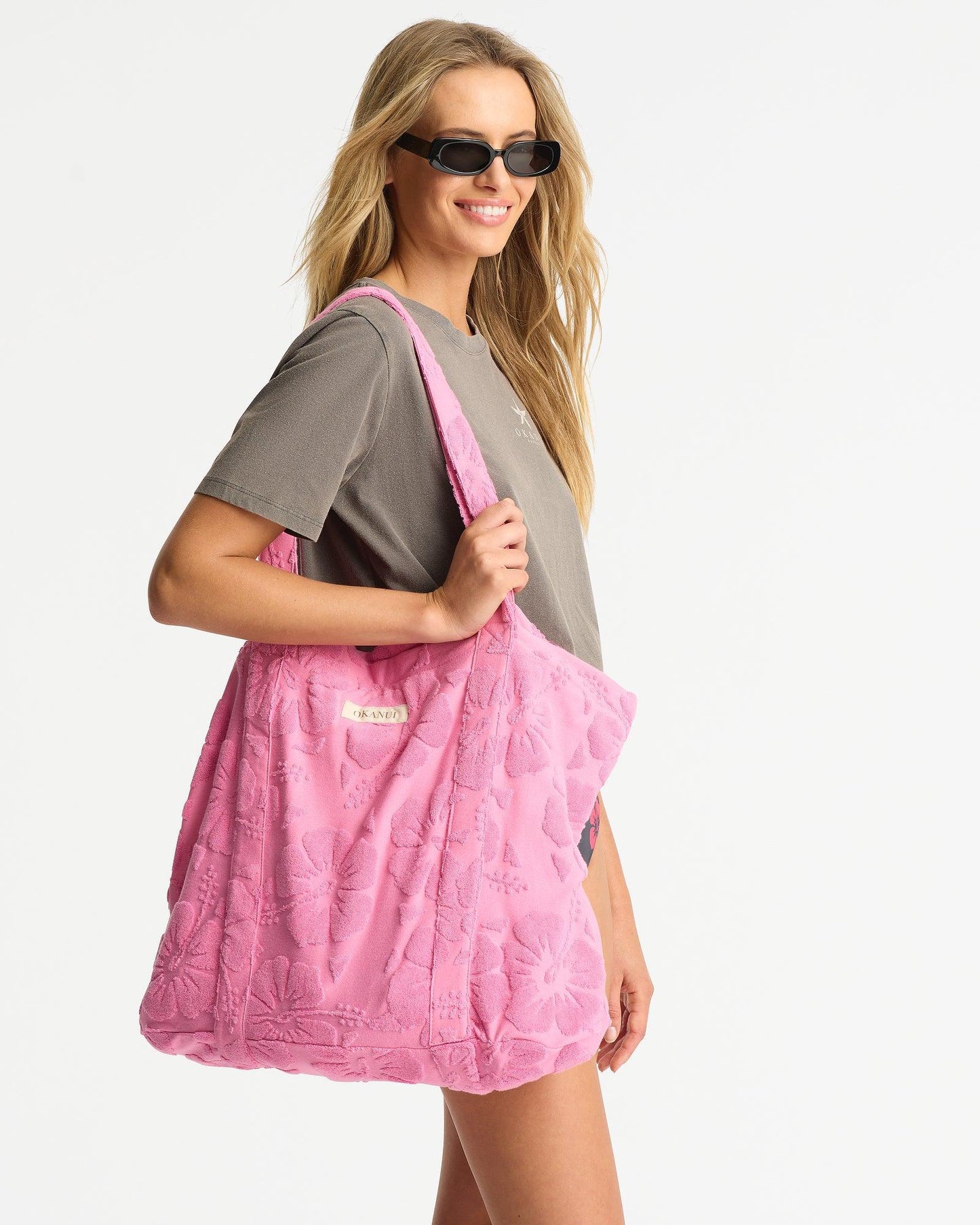 Weekend Terry Beach Bag - Hibiscus Pink