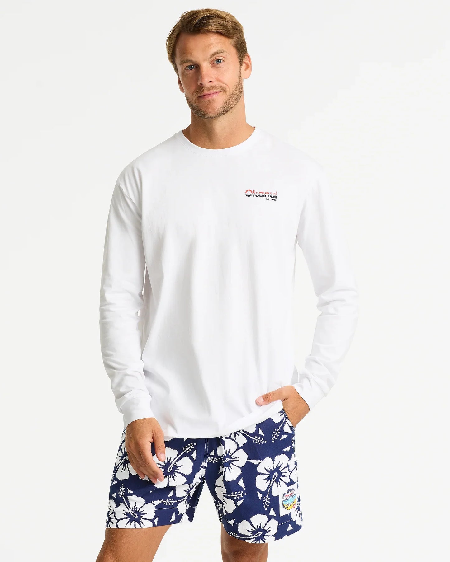 Mens Classic Badge Long Sleeve T'Shirt - White