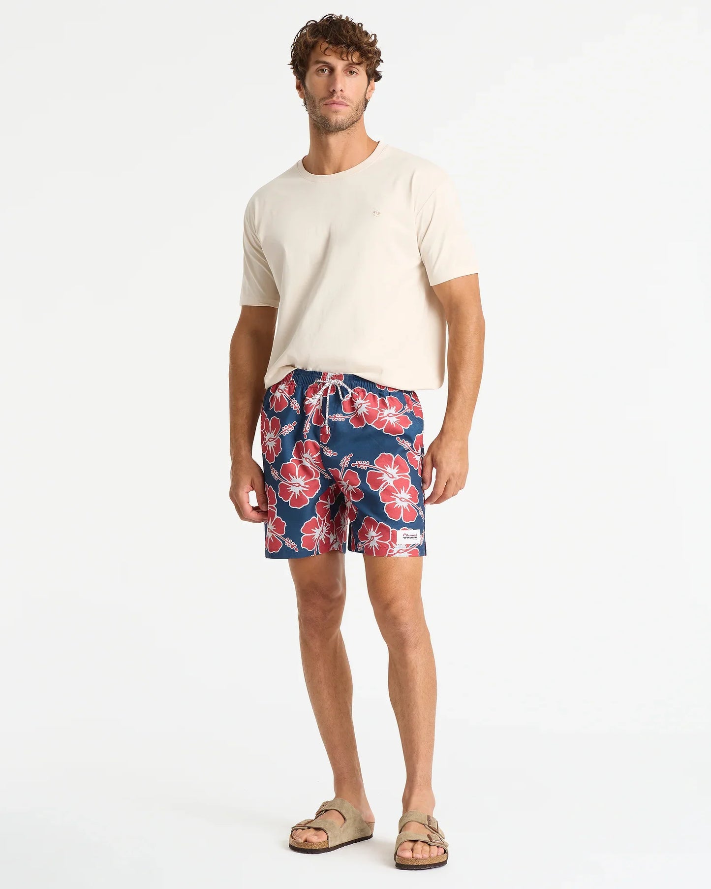Mens Way Back When Swim Short - Navy Red