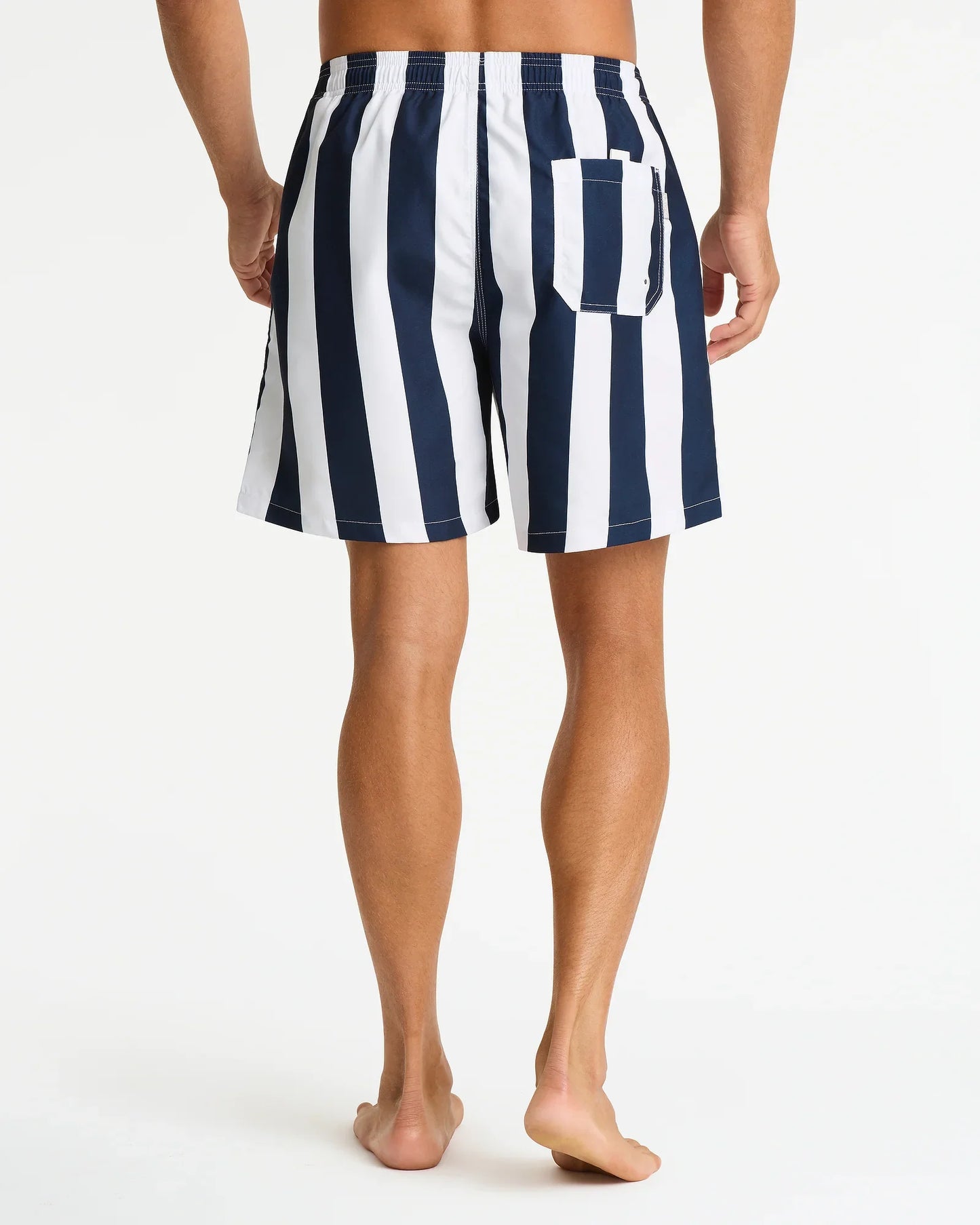 Mens Classic Stripe Swim Short - Navy White
