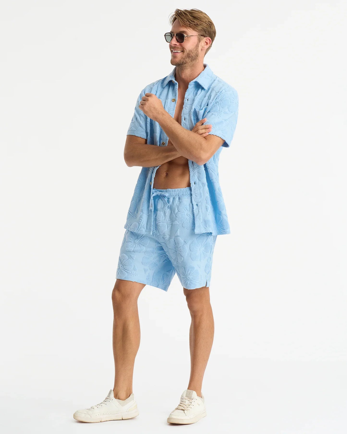 Mens Weekend Terry Shirt - Hibiscus Frost