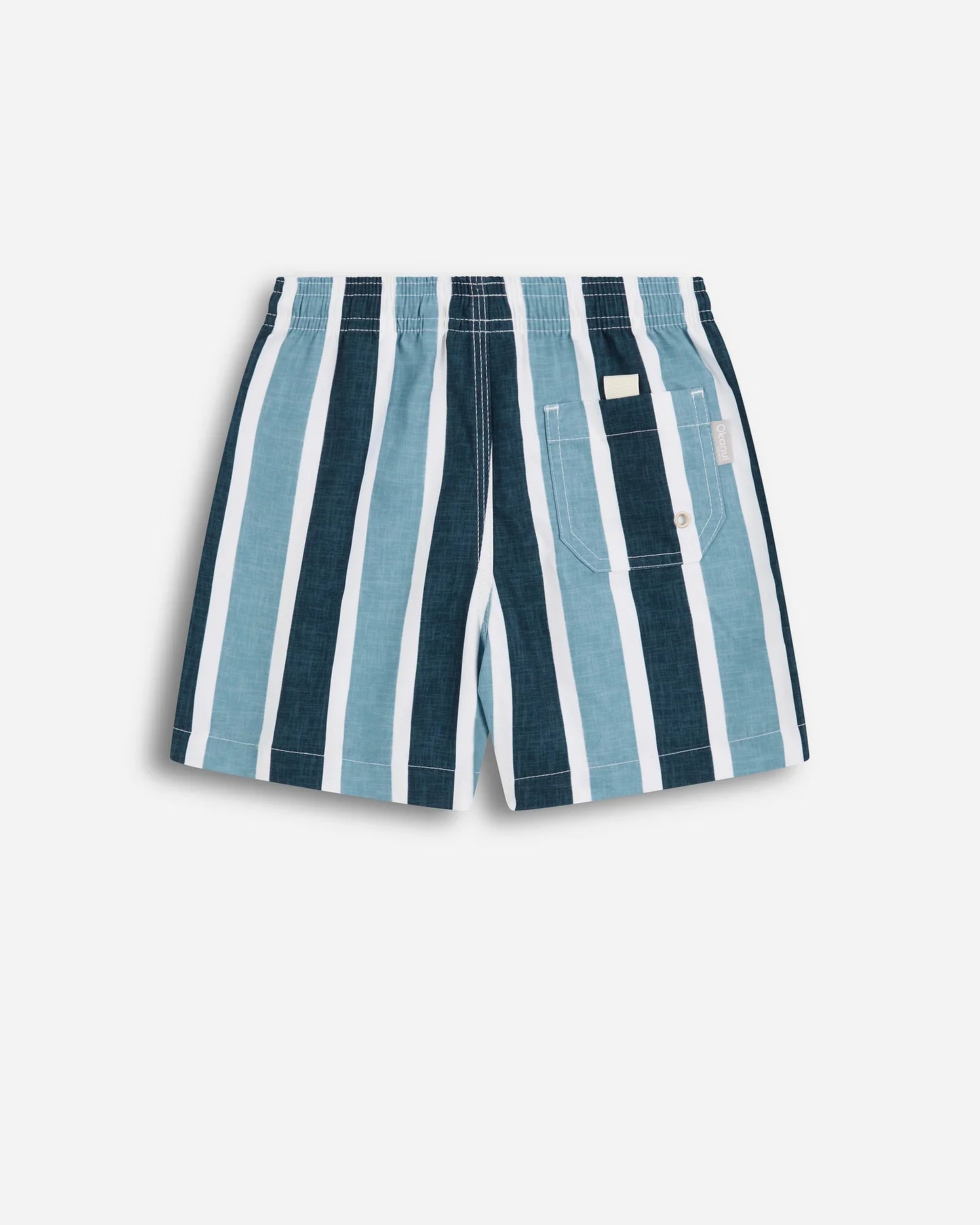 Boys Amalfi Stripe Swim Short - Navy Blue