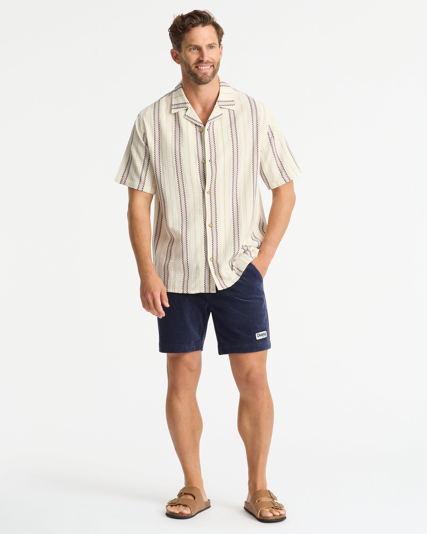 Mens - Lakeside SS Shirt - Cream Multi