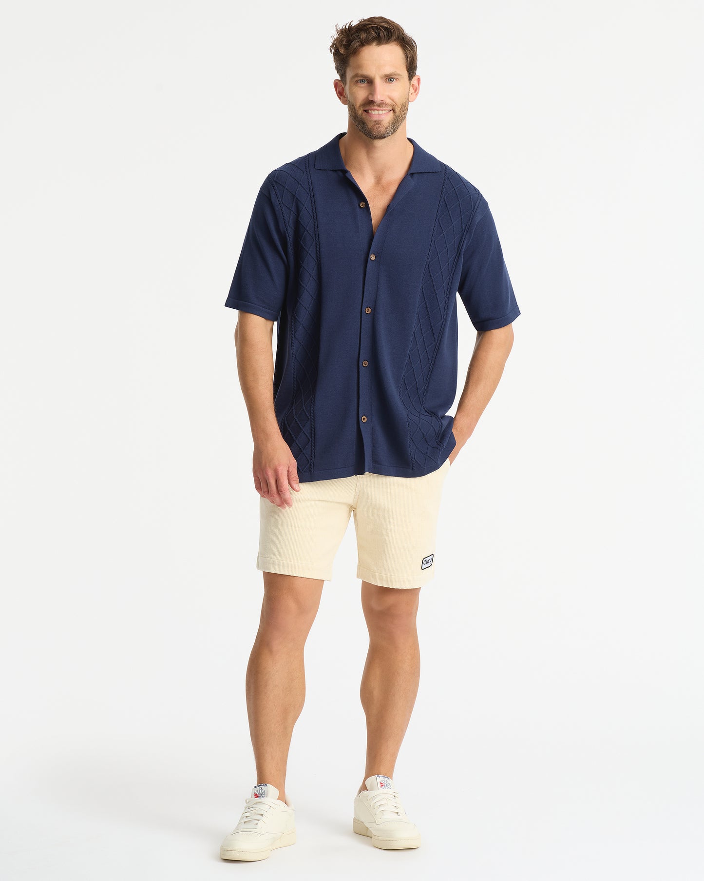 Mens - Hamptons Knit SS Shirt - Navy