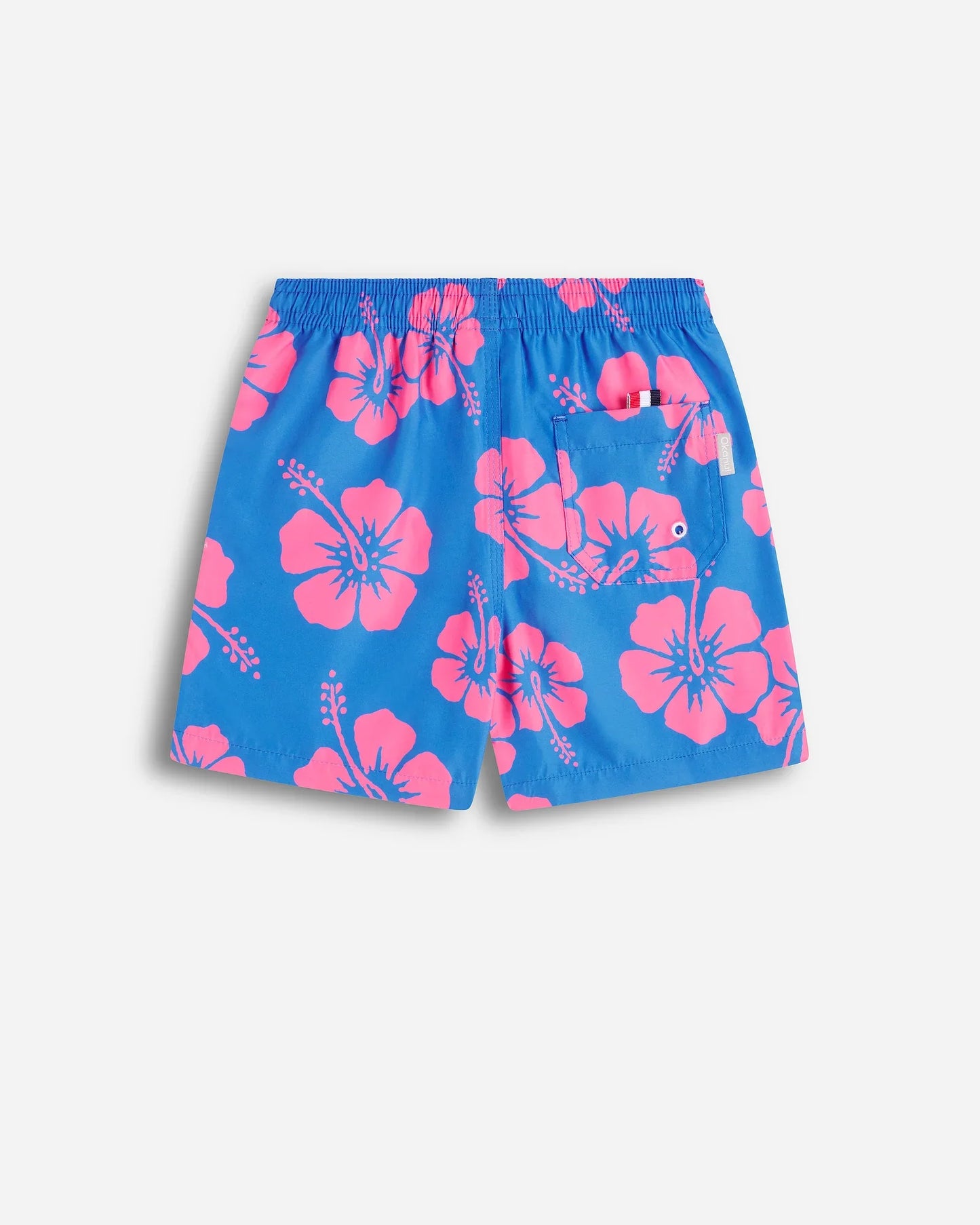 Boys Classic Swim Short - Hibiscus Duo Blue Pink