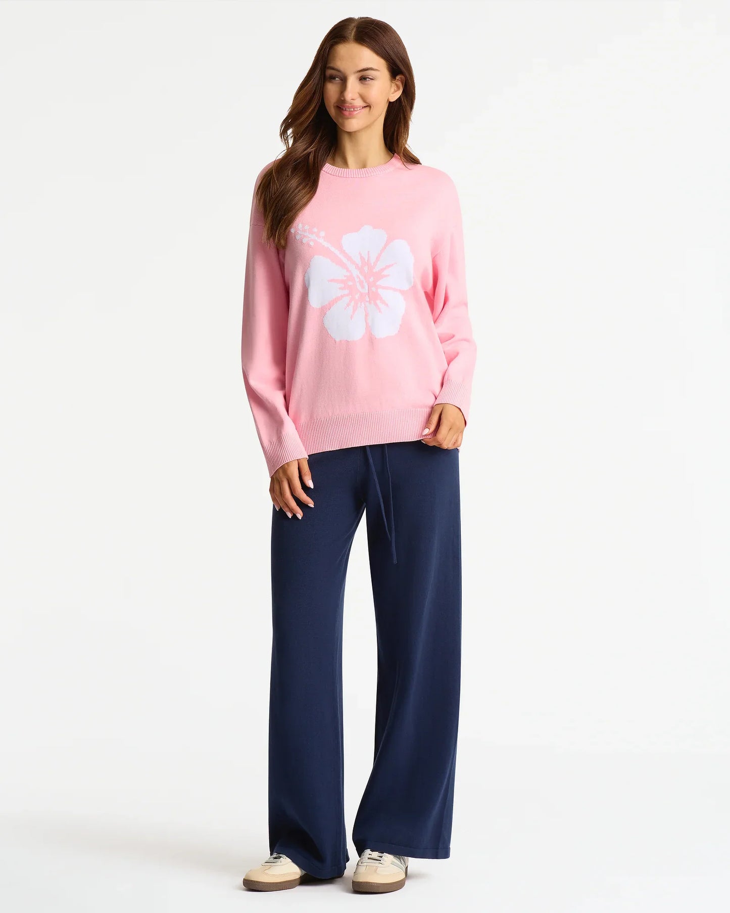 Common Knit Sweater - Pink White
