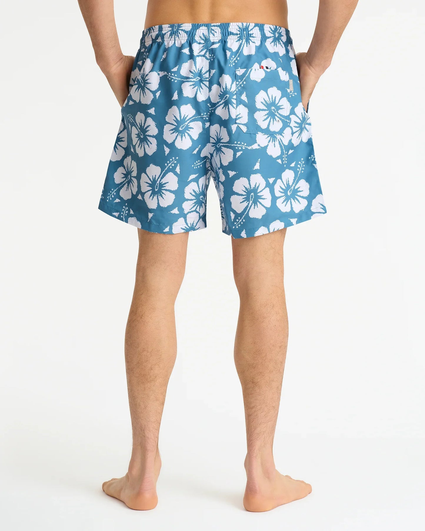 Mens Classic Swim Short - Hibiscus Steel