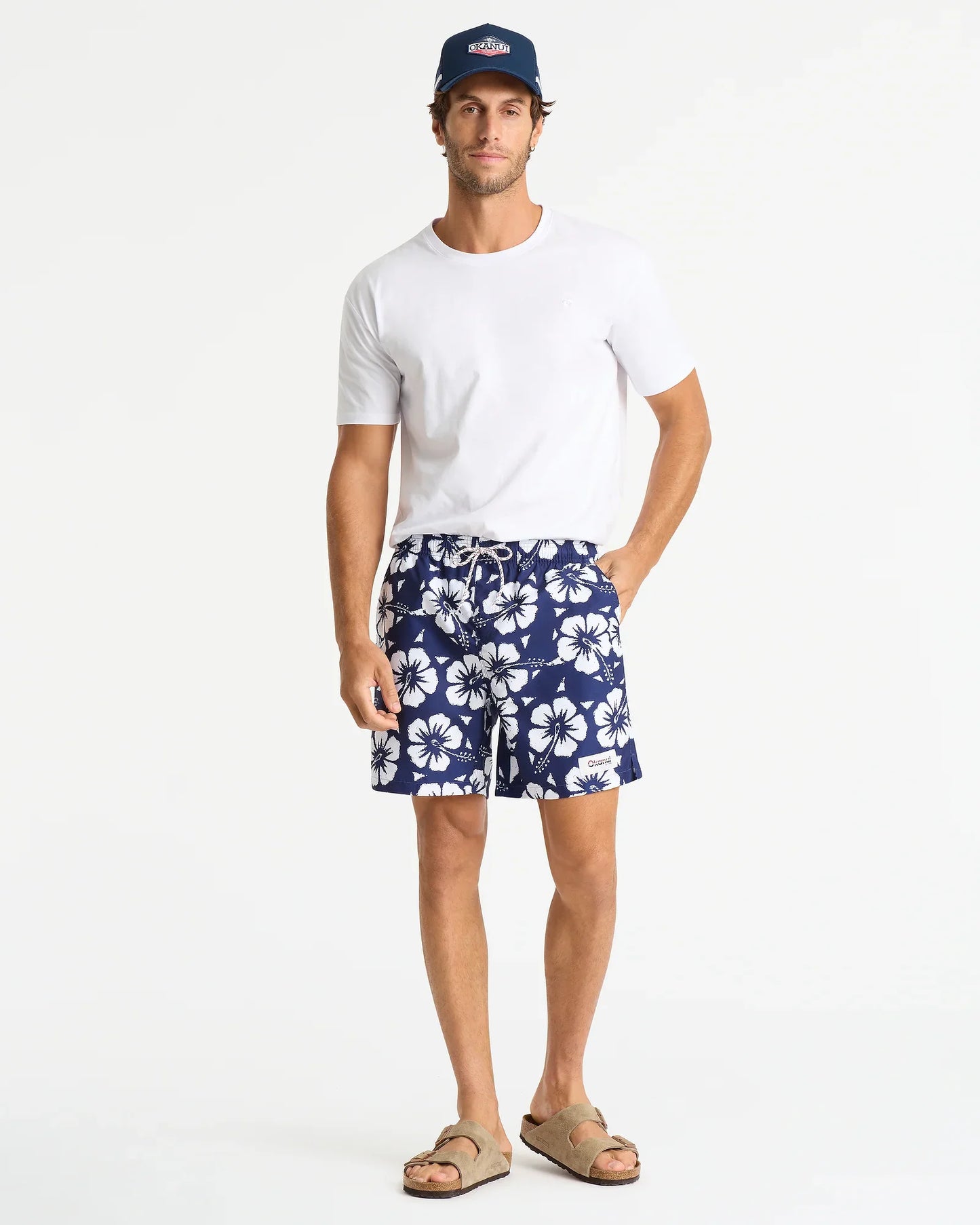 Mens Classic Swim Short - Hibiscus Navy