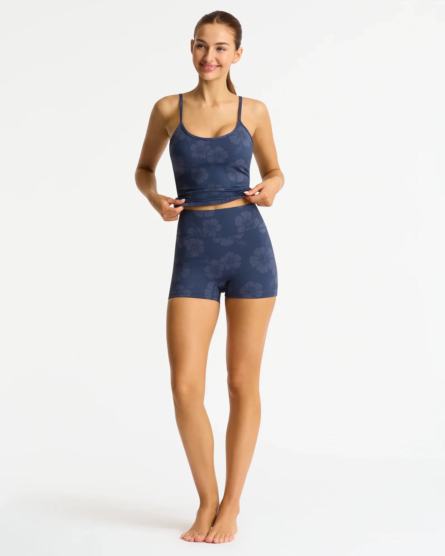Active Swim Tank - Tonal Hibiscus Navy