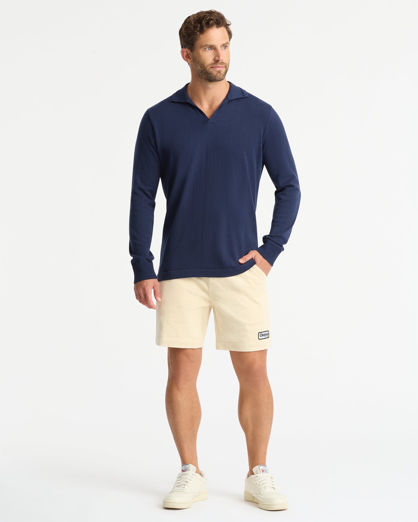 Mens - Dune LS Knit Polo - Navy