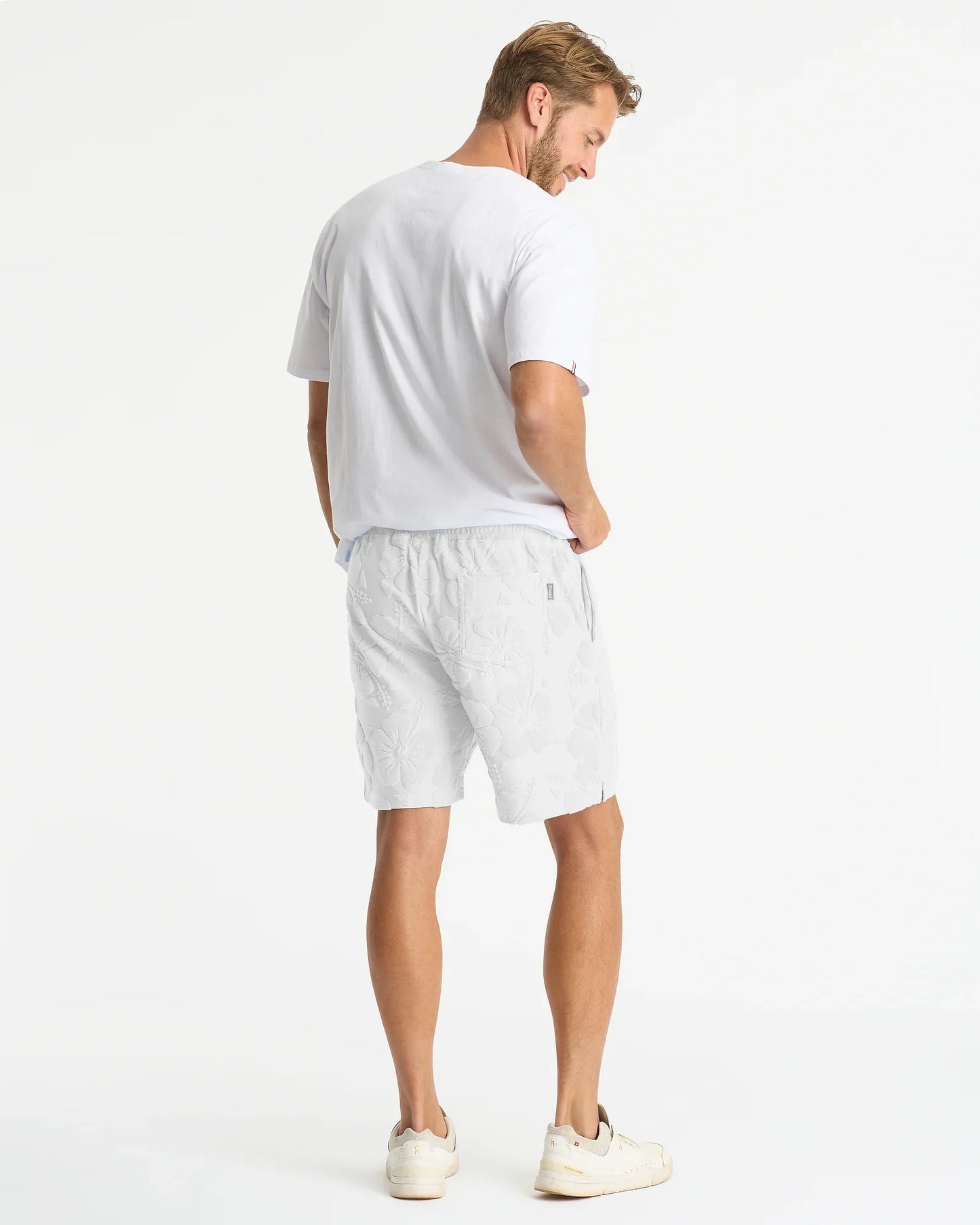 Mens Weekend Terry Short - Hibiscus White