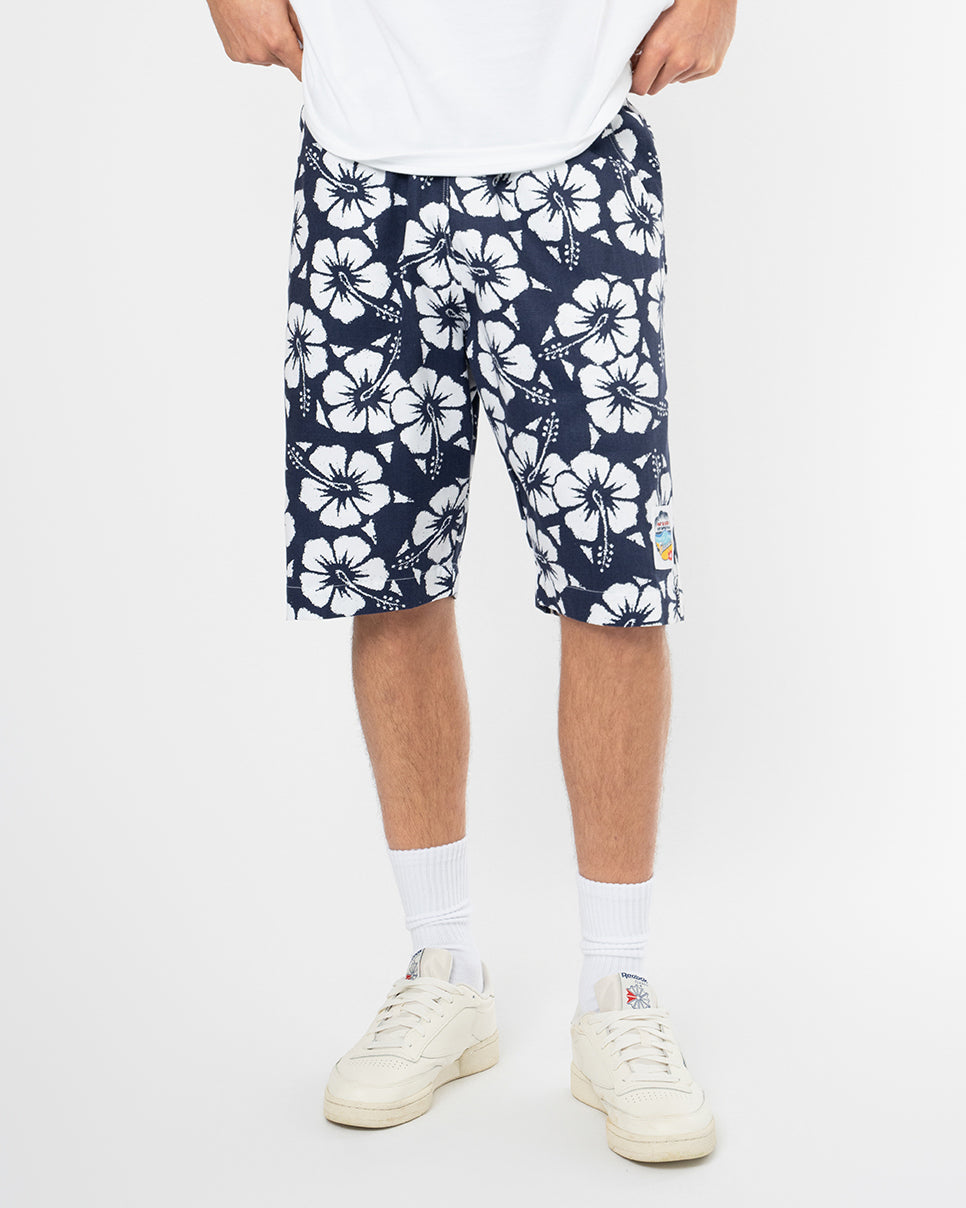 Mens Classic Long Short - Hibiscus Navy