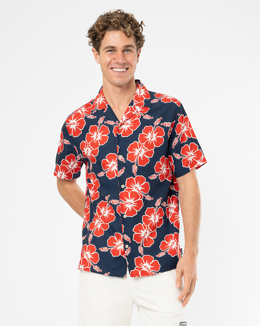 Way Back When Aloha Shirt - Navy Red