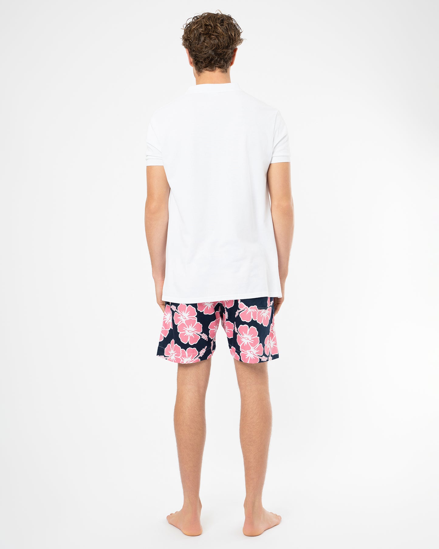 Way Back When Swim Short - Stretch - Navy Pink White
