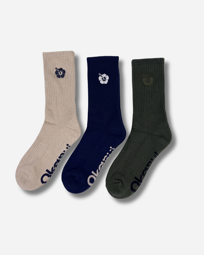 Escape - Mens 3 Pk Socks - Navy Olive Stone