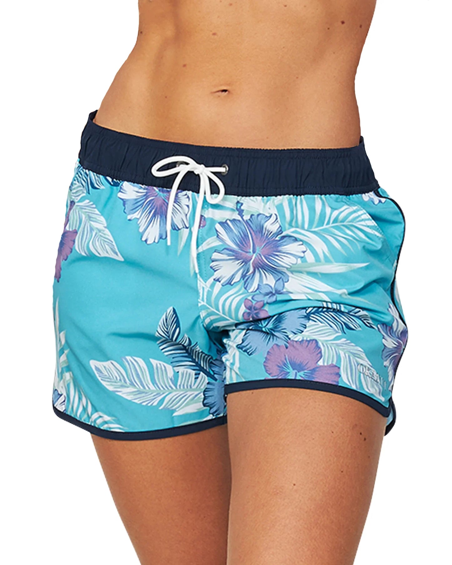 Womens - Swim Short - Boardshort - Tropical Hibiscus Aqua
