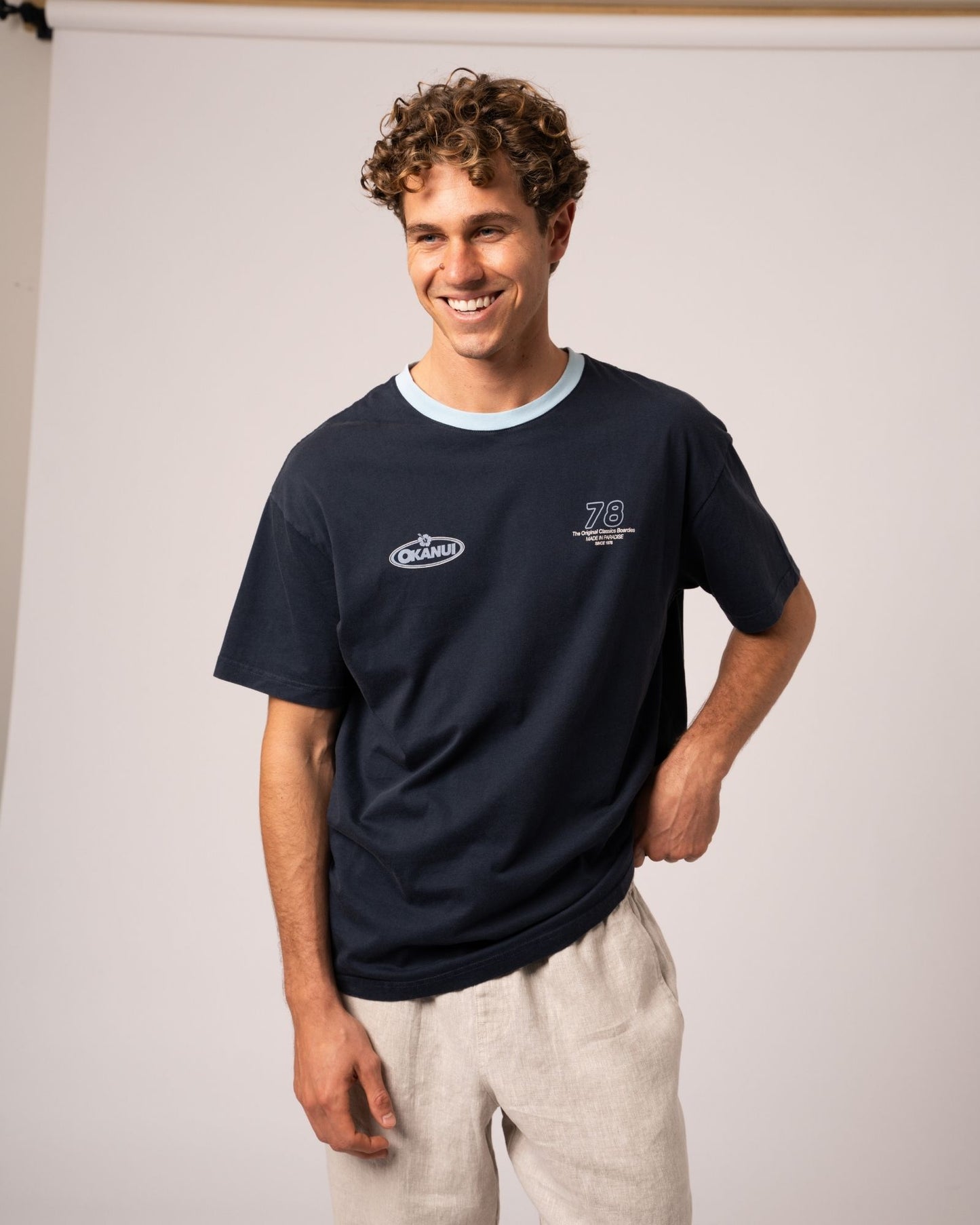 Mens  Lookback Boxy T'Shirt - Washed Navy