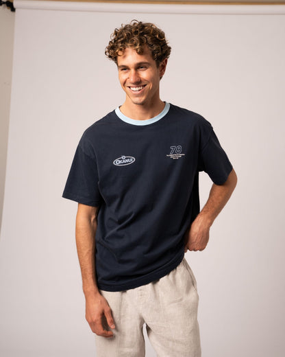 Mens  Lookback Boxy T'Shirt - Washed Navy