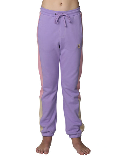 Okanui Girls trackpants in multi-colors. 