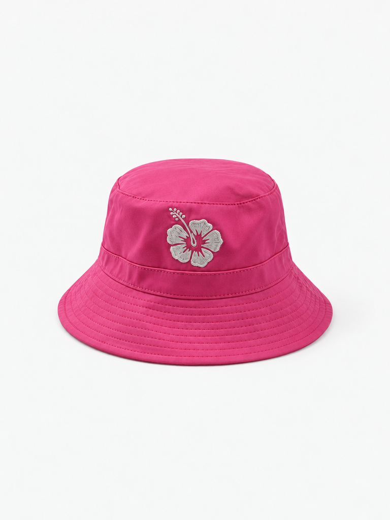 Girls Reversible Bucket Hat - Hibiscus Pink