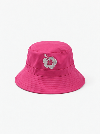 Girls Reversible Bucket Hat - Hibiscus Pink
