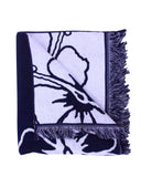 Folded Okanui Classic Hibiscus Navy Beach Towel