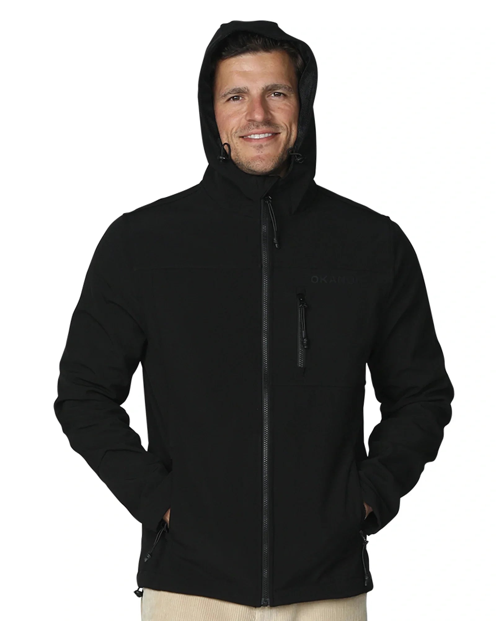 Okanui All Weather Softshell Cape Jacket for Men Black