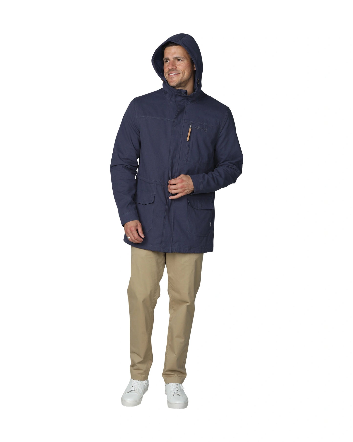 Mens Winter hoodie in navy blue color.