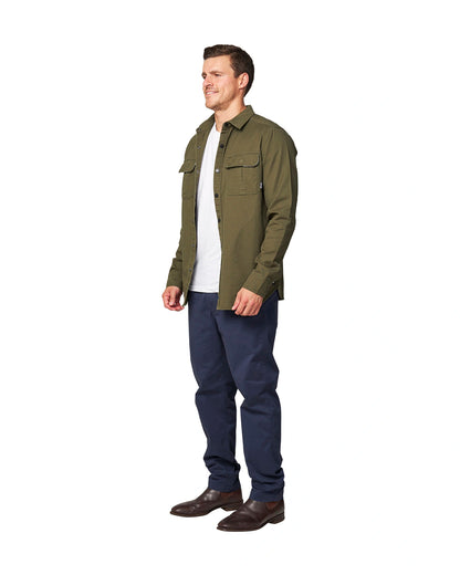 Men's autumn green jacket showing the side view.