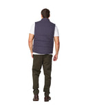Back view of the Okanui Navy Heather Port Vest in Navy colour.