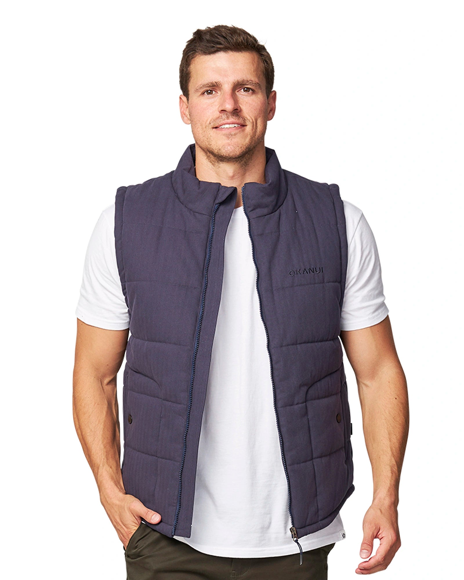 Okanui Puffer Jacket Vest for Men Port Navy Heather