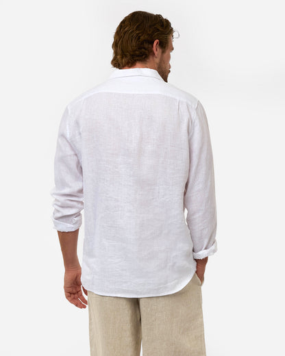 Mens Okanui Linen Long Sleeve Shirt - White