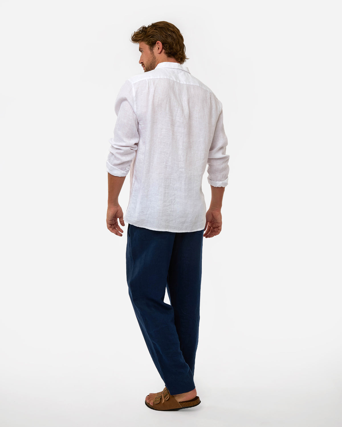 Mens Okanui Linen Long Sleeve Shirt - White
