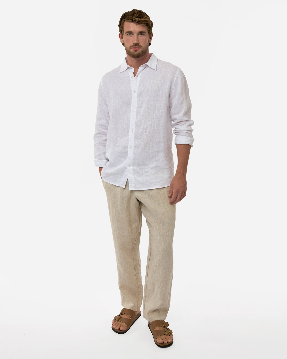 Mens Okanui Linen Pants - Natural