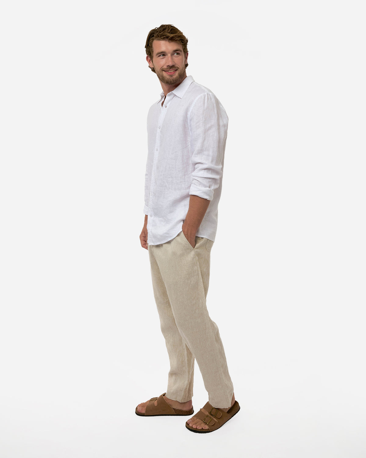 Mens Okanui Linen Pants - Natural