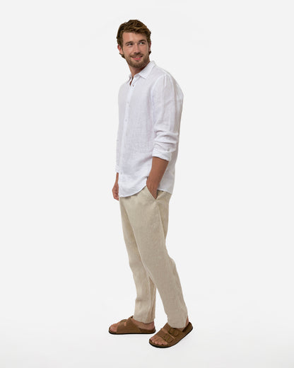 Mens Okanui Linen Pants - Natural