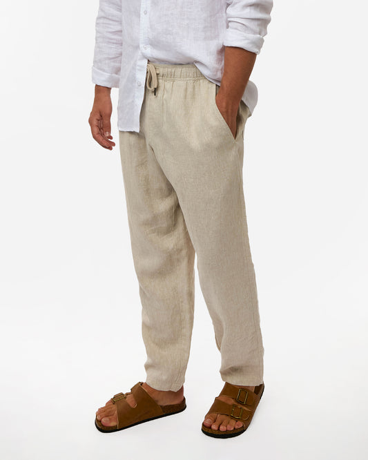 Mens Okanui Linen Pants - Natural