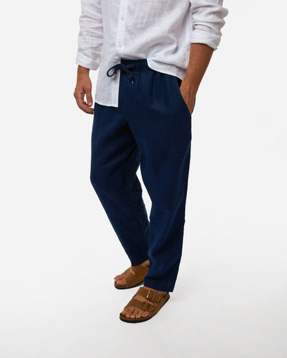 Mens Okanui Linen Pants - Navy