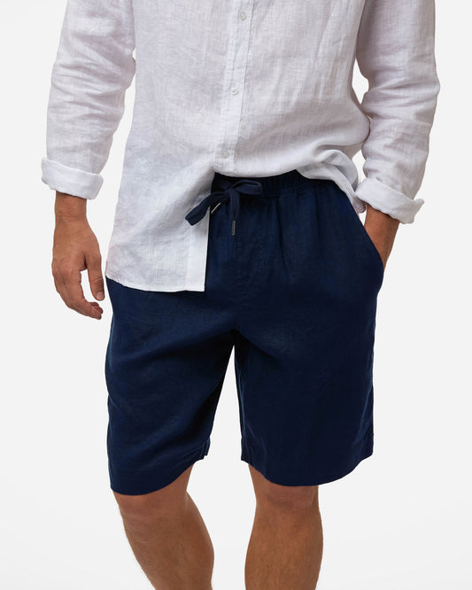 Mens  Okanui Linen Short - Navy
