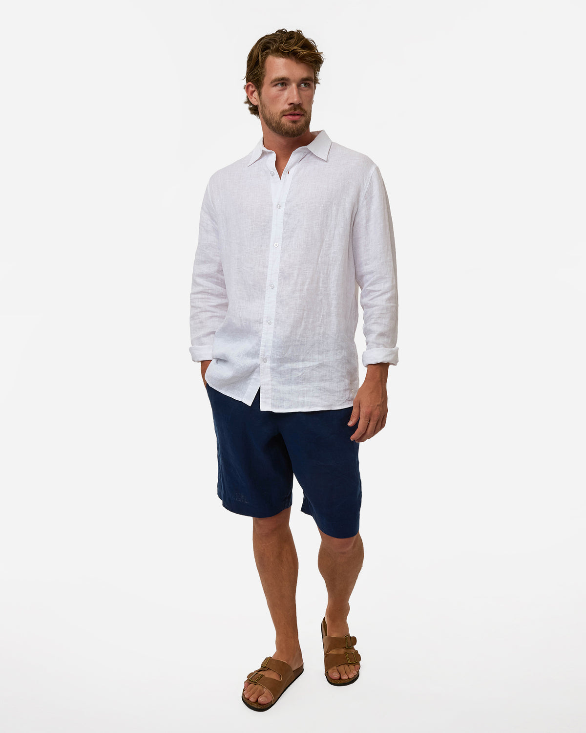 Mens  Okanui Linen Short - Navy