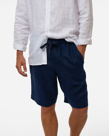 Mens  Okanui Linen Short - Navy